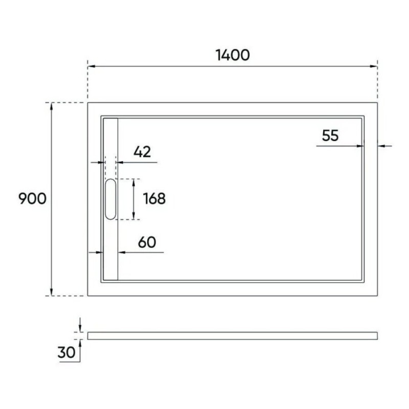 Душевой поддон Veconi Tezeo TZ07-14090PR-01-19C3 stone, 140 х 90 см, прямоугольный, белый матовый