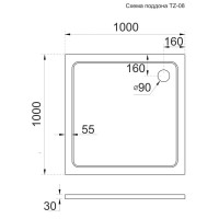 Душевой поддон Veconi Tezeo TZ08-100K-01-19C3 stone, 100 х 100 см, квадратный, белый глянцевый