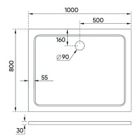Душевой поддон Veconi Tezeo TZ09-10080PR-01-19C3 stone, 100 х 80 см, прямоугольный, белый глянцевый