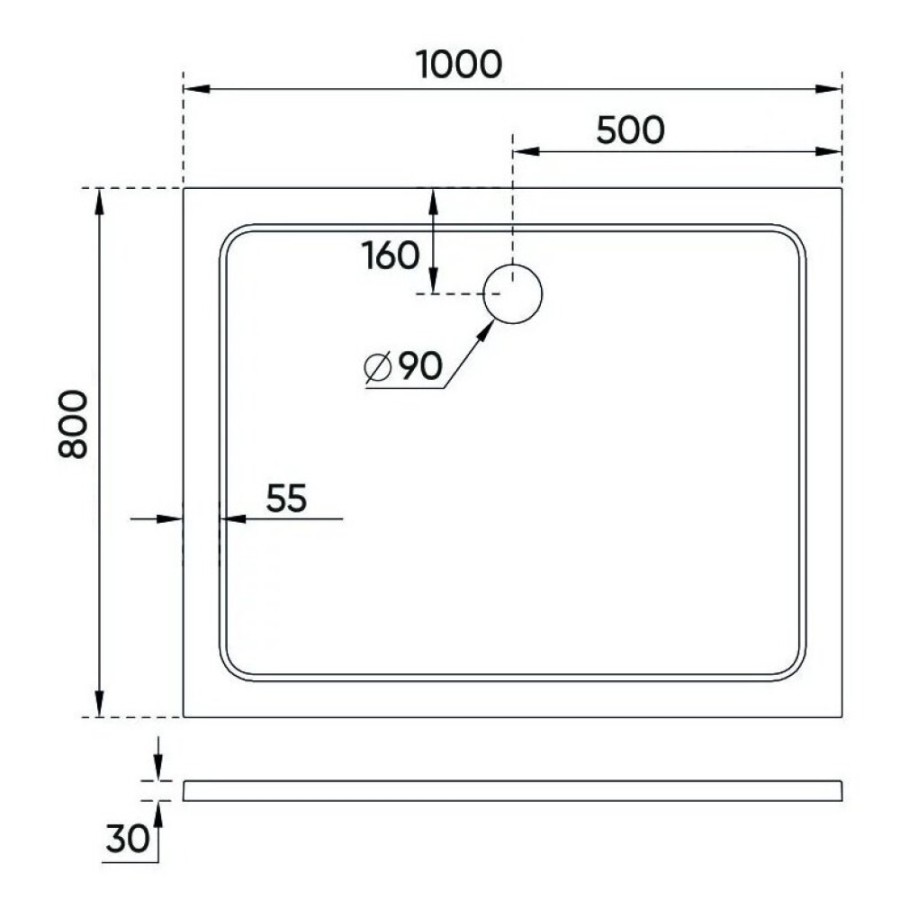Душевой поддон Veconi Tezeo TZ09-10080PR-01-19C3 stone, 100 х 80 см, прямоугольный, белый глянцевый