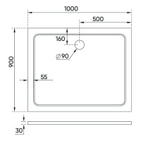 Душевой поддон Veconi Tezeo TZ09-10090PR-01-19C3 stone, 100 х 90 см, прямоугольный, белый глянцевый