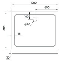 Душевой поддон Veconi Tezeo TZ09-12080PR-01-19C3 stone, 120 х 80 см, прямоугольный, белый глянцевый