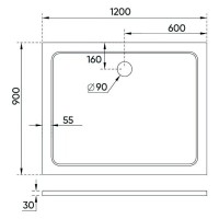 Душевой поддон Veconi Tezeo TZ09-12090PR-01-19C3 stone, 120 х 90 см, прямоугольный, белый глянцевый