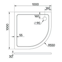 Душевой поддон Veconi Tezeo TZ10-100PL-01-19C3 stone, 100 х 100 см, четверть круга, белый глянцевый