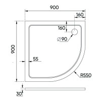 Душевой поддон Veconi Tezeo TZ10-90PL-01-19C3 stone, 90 х 90 см, четверть круга, белый глянцевый