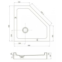 Душевой поддон Veconi Tezeo TZ53-80-C5 acrylic, 80 х 80 см, пятиугольный, белый