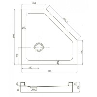 Душевой поддон Veconi Tezeo TZ53-90-C5 acrylic, 90 х 90 см, пятиугольный, белый