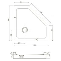 Душевой поддон Veconi Tezeo TZ53B-100-C5 acrylic, 100 х 100 см, пятиугольный, черный