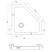 Душевой поддон Veconi Tezeo TZ53B-80-C5 acrylic, 80 х 80 см, пятиугольный, черный