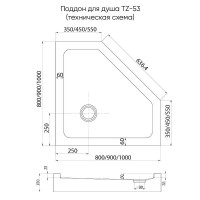 Поддон душевой Veconi Tezeo Acrylic TZ53GR-80-C5, 80 x 80 см, пятиугольный, акрил, серый