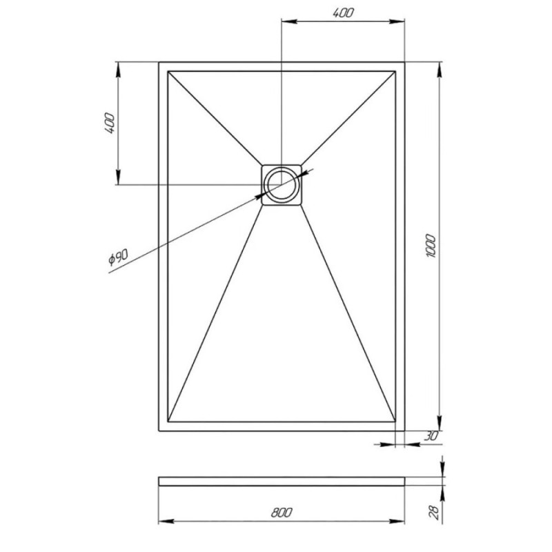 Душевой поддон Veconi Tezeo TZW21B-108-R1 stone, 100 х 80 см, прямоугольный, черный