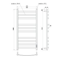 Полотенцесушитель электрический Apextermo Umbra UM00105BM, ширина 50 см, высота 100 см, диммер справа, цвет черный матовый