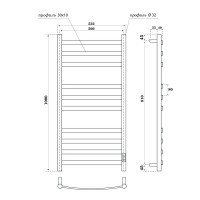 Полотенцесушитель электрический Apextermo Umbra UM00105WM, ширина 50 см, высота 100 см, диммер справа, цвет белый матовый