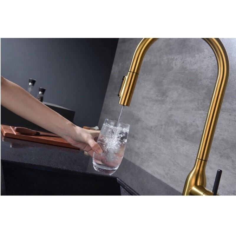 Смеситель для кухонной мойки Paulmark Universal Un213880-BG, с подключением к фильтру, золото брашированное