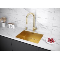 Смеситель для кухонной мойки Paulmark Universal Un213880-BG, с подключением к фильтру, золото брашированное