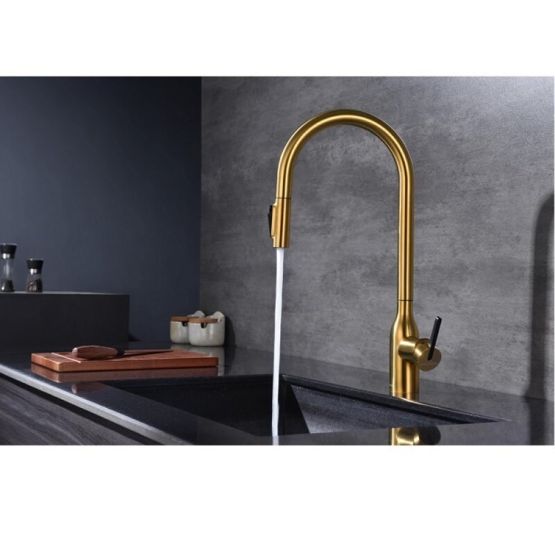 Смеситель для кухонной мойки Paulmark Universal Un213880-BG, с подключением к фильтру, золото брашированное