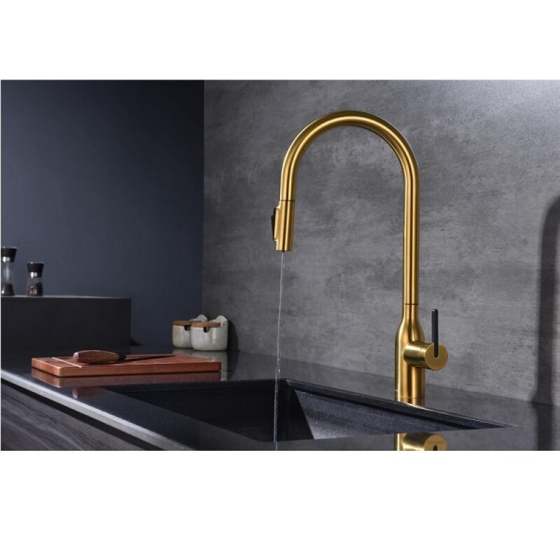 Смеситель для кухонной мойки Paulmark Universal Un213880-BG, с подключением к фильтру, золото брашированное