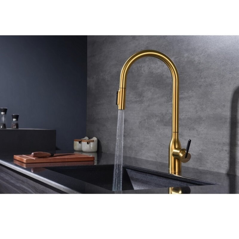 Смеситель для кухонной мойки Paulmark Universal Un213880-BG, с подключением к фильтру, золото брашированное