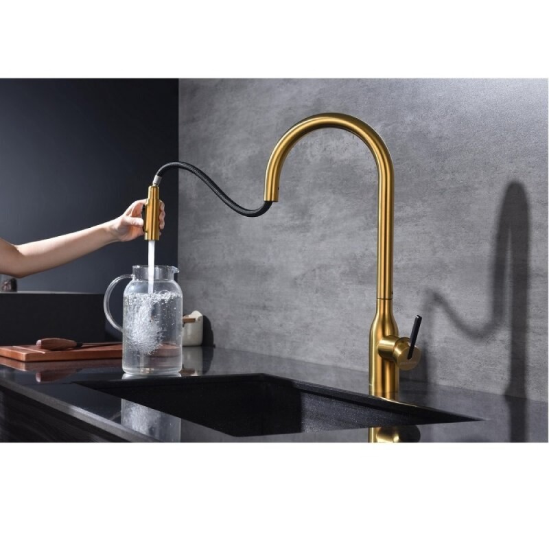 Смеситель для кухонной мойки Paulmark Universal Un213880-BG, с подключением к фильтру, золото брашированное