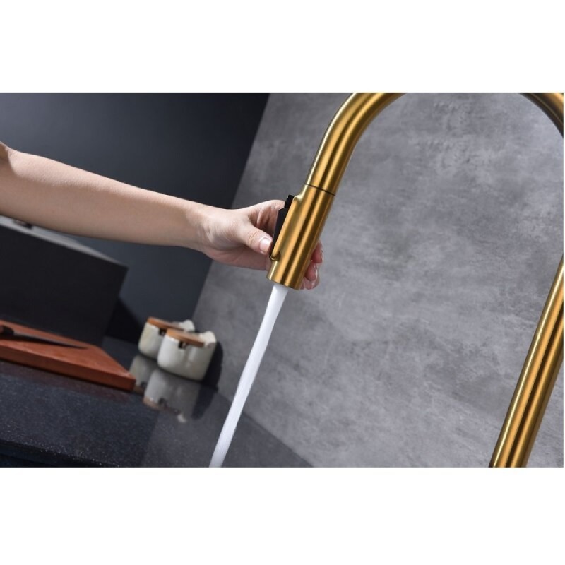 Смеситель для кухонной мойки Paulmark Universal Un213880-BG, с подключением к фильтру, золото брашированное