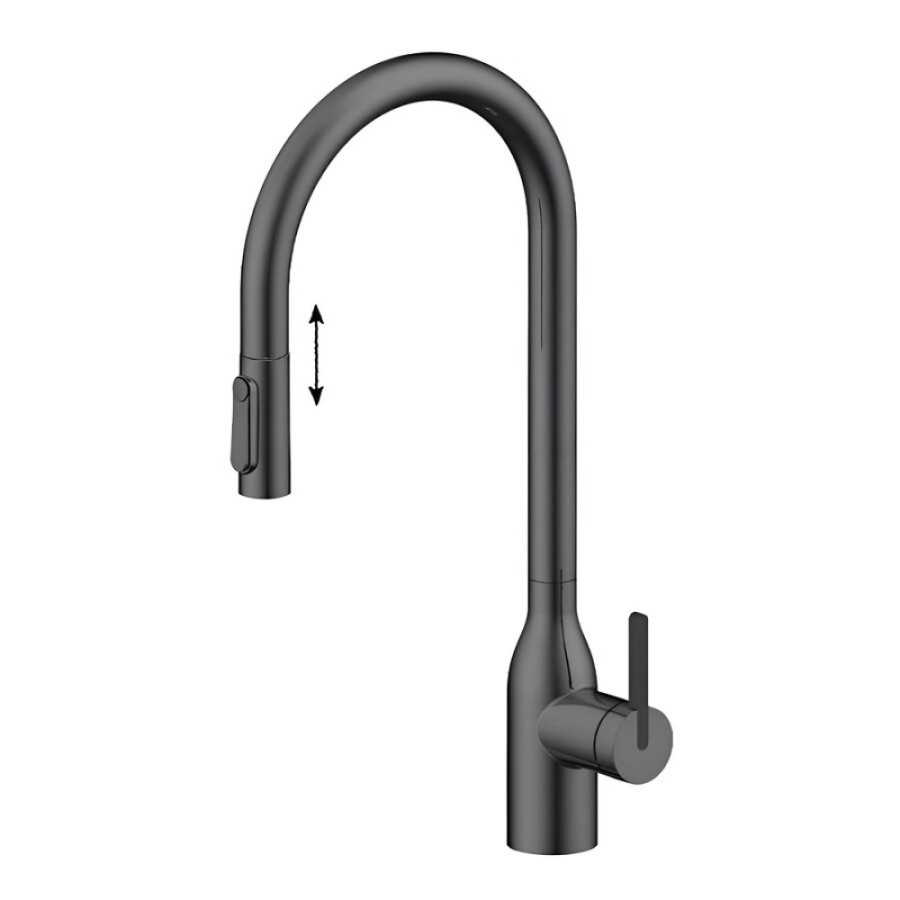 Смеситель для кухонной мойки Paulmark Universal Un213880-GM, с подключением к фильтру, вороненая сталь