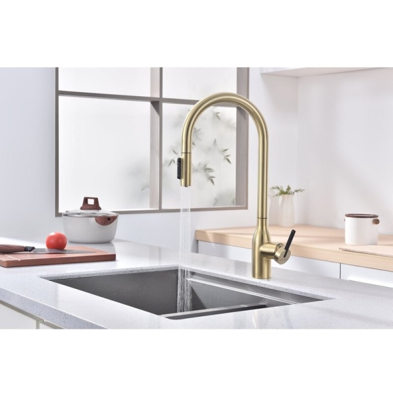 Смеситель для кухонной мойки Paulmark Universal Un213880-LG, с подключением к фильтру, золото светлое