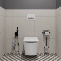 Клавиша смыва Iddis Unifix UNI01WBi77 универсальная, матовый белый c чёрным кольцом
