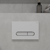 Клавиша смыва Iddis Unifix UNI01WCi77 универсальная, матовый белый с хромовым кольцом