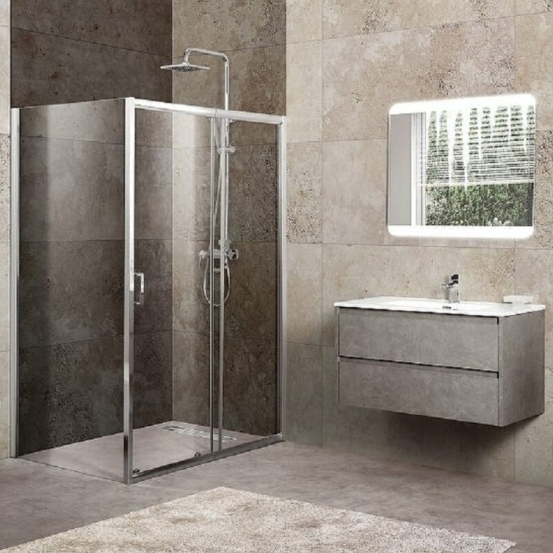 Душевой уголок BelBagno Unique 115 х 90 см, стекло прозрачное, профиль хром, UNIQUE-AH-1-100/115-90-C-Cr