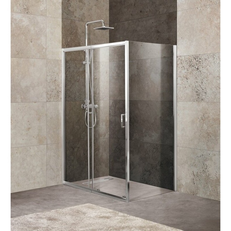 Душевой уголок BelBagno Unique 115 х 90 см, стекло прозрачное, профиль хром, UNIQUE-AH-1-100/115-90-C-Cr