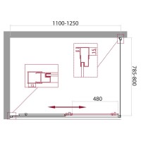 Душевой уголок BelBagno UNIQUE-AH-1-110/125-80-P-Cr, 110-125 х 80 см, профиль хром, стекло рифленое
