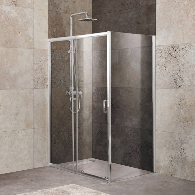 Душевой уголок BelBagno UNIQUE-AH-1-110/125-90-C-Cr, 125 х 90 х 190 см, профиль хром, стекло прозрачное