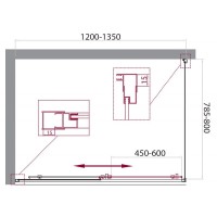 Душевой уголок BelBagno UNIQUE-AH-1-120/135-80-M-Cr, 120-135 х 80 см, стекло матовое, профиль хром