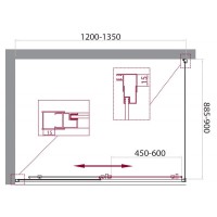 Душевой уголок BelBagno UNIQUE-AH-1-120/135-90-M-Cr, 120-135 х 90 см, стекло матовое, профиль хром