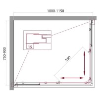 Душевой уголок BelBagno UNIQUE-AH-2-100/115-75/90-M-Cr, 100-115 х 75-90 см, стекло матовое, профиль хром