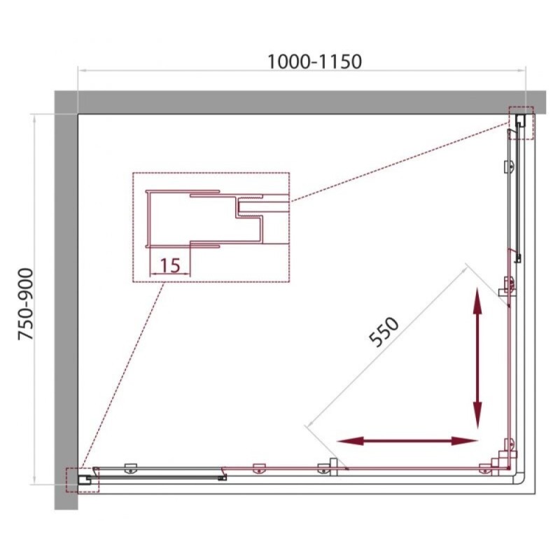 Душевой уголок BelBagno UNIQUE-AH-2-100/115-75/90-M-Cr, 100-115 х 75-90 см, стекло матовое, профиль хром