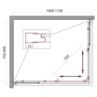 Душевой уголок BelBagno UNIQUE-AH-2-100/115-75/90-P/C-Cr, 100/115 х 75/90 см, стекло прозрачное/рифленрое, цвет профиля хром