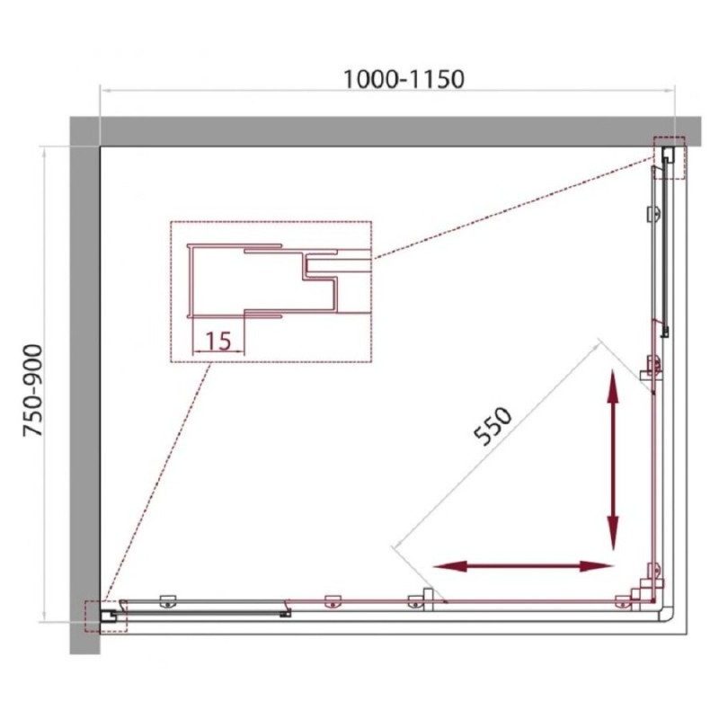 Душевой уголок BelBagno UNIQUE-AH-2-100/115-75/90-P/C-Cr, 100/115 х 75/90 см, стекло прозрачное/рифленрое, цвет профиля хром