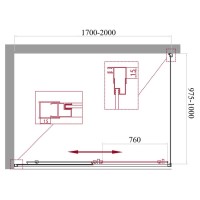 Душевой уголок BelBagno UNIQUE-AH-21-170/200-100-C-Cr, 200 х 100 х 190 см, профиль хром, стекло прозрачное