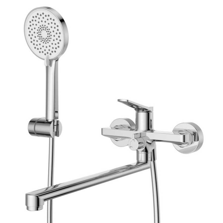 Смеситель BelBagno Unique-VASM-L-CRM для ванны, с душевым гарнитуром, хром