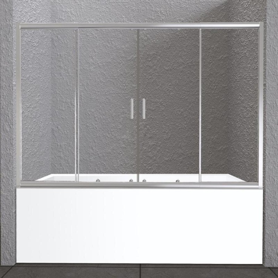 Шторка для ванны BelBagno Unique UNIQUE-VF-2-150/180-140-C-Cr стекло прозрачное, цвет профиля хром