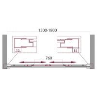 Шторка на ванну BelBagno Unique 150-180 x 140 см, стекло матовое, хром, UNIQUE-VF-2-150/180-140-M-Cr