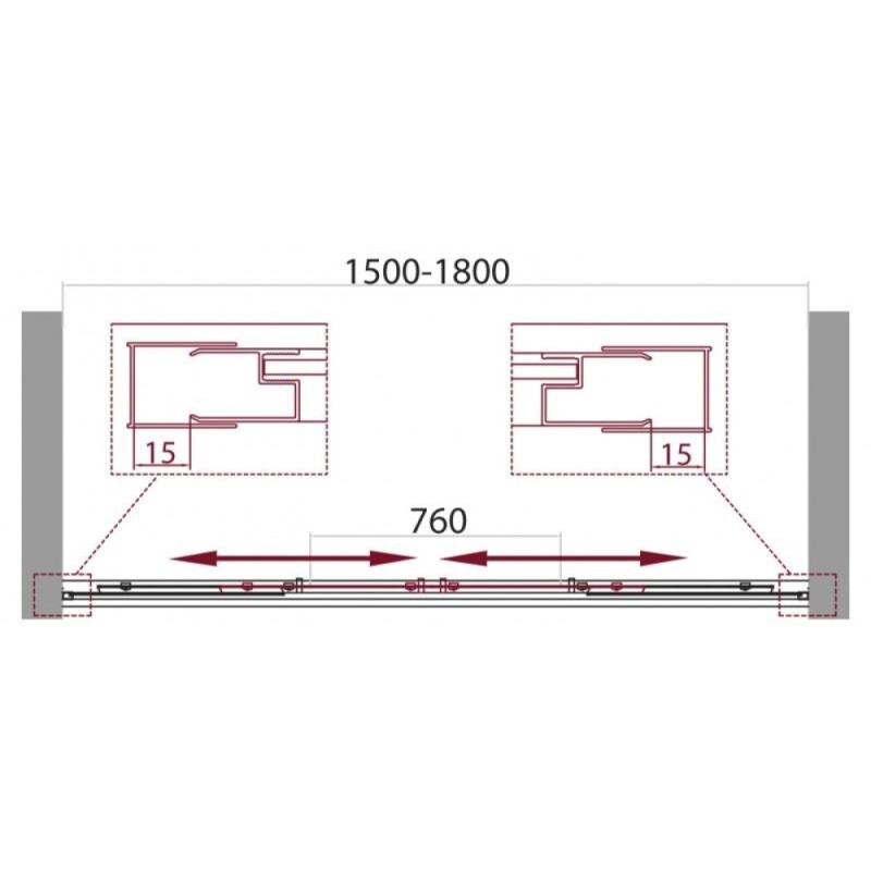 Шторка на ванну BelBagno Unique 150-180 x 140 см, стекло матовое, хром, UNIQUE-VF-2-150/180-140-M-Cr