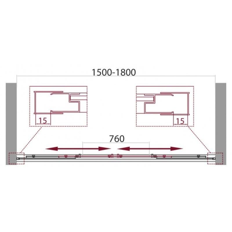 Шторка для ванны BelBagno Unique UNIQUE-VF-2-150/180-140-P-Cr, стекло рифленое, цвет профиля хром
