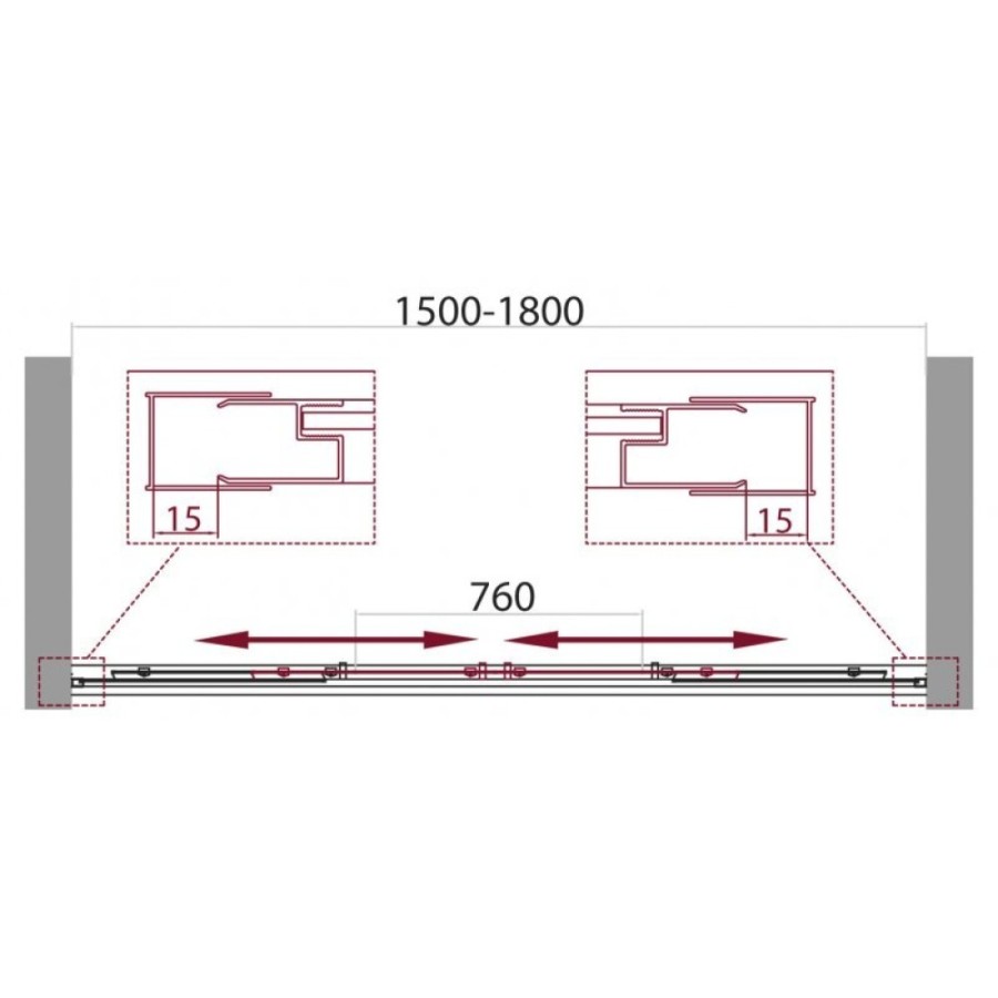 Шторка для ванны BelBagno Unique UNIQUE-VF-2-150/180-140-P-Cr, стекло рифленое, цвет профиля хром