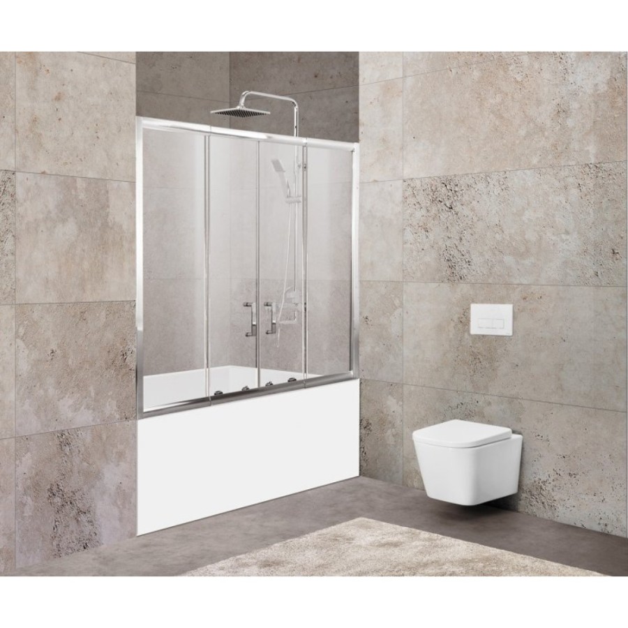 Шторка для ванны BelBagno Unique UNIQUE-VF-2-150/180-140-P-Cr, стекло рифленое, цвет профиля хром