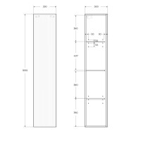 Шкаф-пенал BelBagno UNO-1600-1A-SC-AO, 33 см, подвесной, цвет голубой матовый