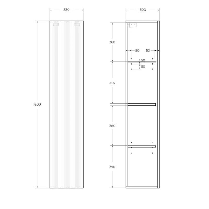 Шкаф-пенал BelBagno UNO-1600-1A-SC-BO, 33 см, подвесной, цвет Bianco Opaco