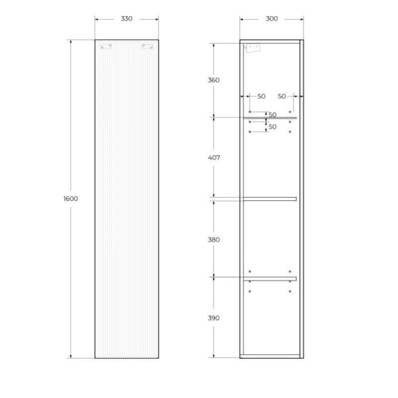 Шкаф-пенал BelBagno UNO-1600-1A-SC-VO, 33 см, подвесной, цвет еловый матовый