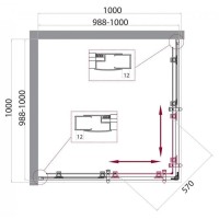 Душевой уголок BelBagno Uno-195, 100 х 100 х 195 см, профиль черный матовый, стекло прозрачное, UNO-195-A-2-100-C-NERO